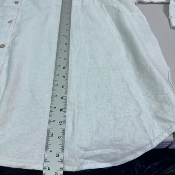 Susan Graver White Linen Blend Button Down Shirt Classic Design - Picture 4 of 6